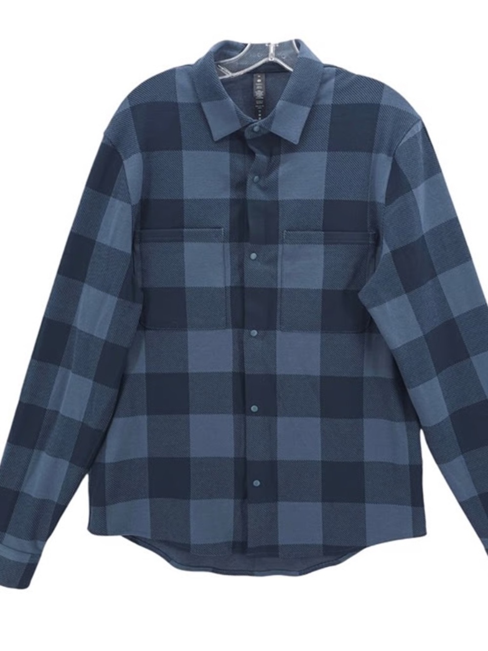 Lululemon Navy Plaid Soft Knit Long Sleeve Over Shirt, Size Small (men)